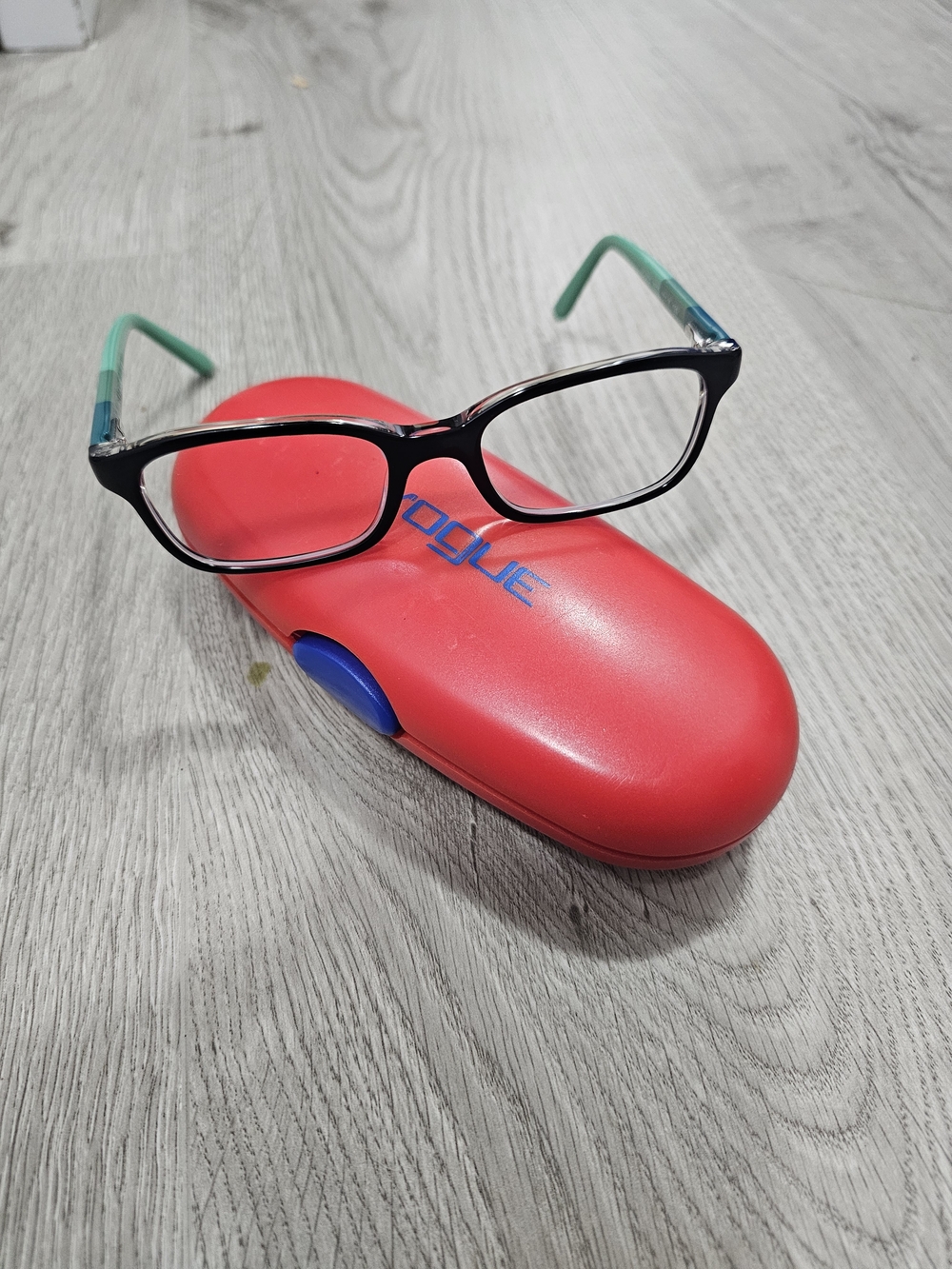 Vogue Kids Black Frame Glasses with Teal Temples
